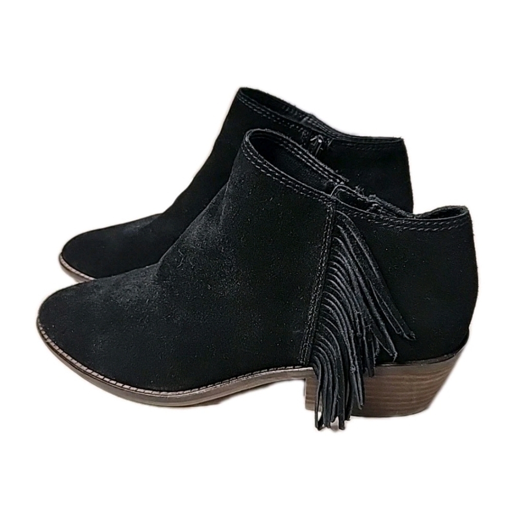 Lucky Brand 9M Black Leather/Suede  Booties FELISIE Ankle Boots Western Fringe